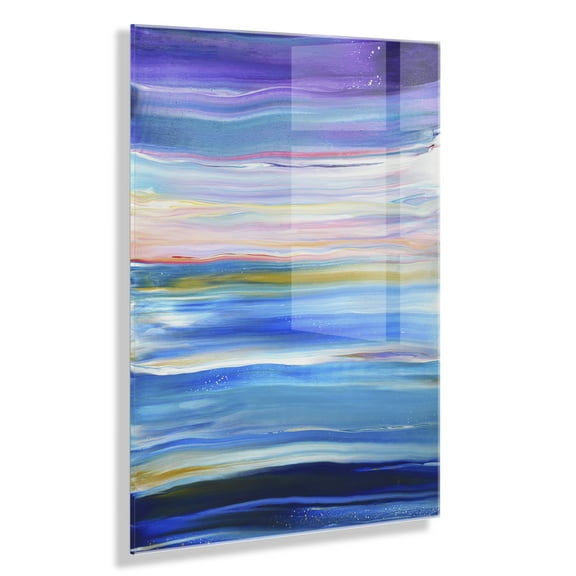 Kate and Laurel x Xizhou Xie Collaboration Seaside Serenity Frameless Floating Acrylic Art, 23x31, Modern Abstract Bright Landscape Art for Wall