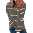 thumbnail image 2 of KBODIU Women's Classic Stripe Print Pullover Tops Oversized Casual Basic Long Sleeves Tunic Tops Round Neck Loose Fit Blouses Fall Clothes Sweatshirts Plus Size, 2 of 6