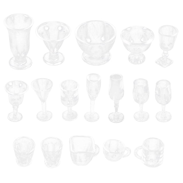 Miangastore 17pcs Doll House Miniature Tableware Model Kitchen Tableware Ornament Miniature Cup 1:12