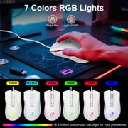 TSV Gaming Mouse Wired, USB Computer Mouse with 4 Adjustable DPI, RGB Backlit LED, Side Buttons, Ergonomic Optical Mice for PC, Laptop, Windows, Mac, Vista, Linux, Gamer
