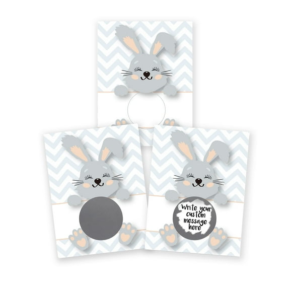 My Scratch Offs Happy Easter Bunny DIY Scratch-off Note Cards & Stickers, Gray, 20 Pack