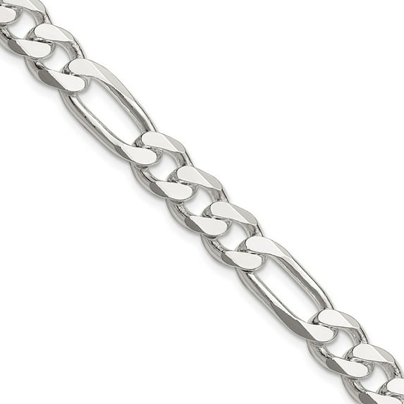 925 Sterling Silver 8mm Figaro Chain Necklace 26 inch for mens