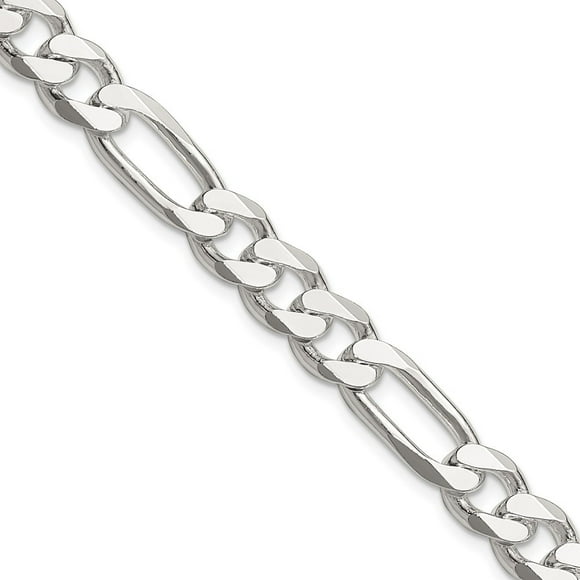 Diamond2Deal 925 Sterling Silver 8 mm Figaro Chain Necklace for Mens 30"
