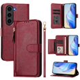 thumbnail image 2 of Étui Portefeuille pour Samsung Galaxy S23 Plus 5G avec Poche à Fermeture Éclair, Porte-Cartes, Support, Dragonne, Étui à Rabat en Cuir Rouge, 2 of 5