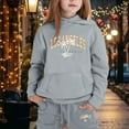 thumbnail image 2 of Byoo Hoodie Sweatsuit Set for Little Girls Letter Printed Pocket Tough Sweatshirt Sweatpants Outfit Soft Sport Kids Outfit Set, 2 of 4
