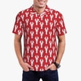 thumbnail image 3 of Balery Cartoon Lobster Printed Men’s Short Sleeve Polo Shirt, Midweight Men's Shirt,Golf Polo shirts -X-Large, 3 of 9
