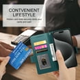 thumbnail image 7 of Compatible with iPhone 16 Pro Wallet Case, Classic PU Leather Flip Folio Case with Card Holders Kickstand [Shockproof TPU Inner Shell] Phone Cover for iPhone 16 Pro, Darkgreen, 7 of 7