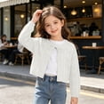 thumbnail image 4 of Dlentnea Girls Cardigan Sweater Kids Knit Cover up Button Tops Hollow out Long Sleeve Cardigans Clothes, 4 of 8