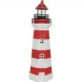 thumbnail image 1 of Sunnydaze Outdoor Backyard Garden Nautical Lighthouse Solar LED Pathlight Statue Figurine - 36" - Red Stripe, 1 of 10