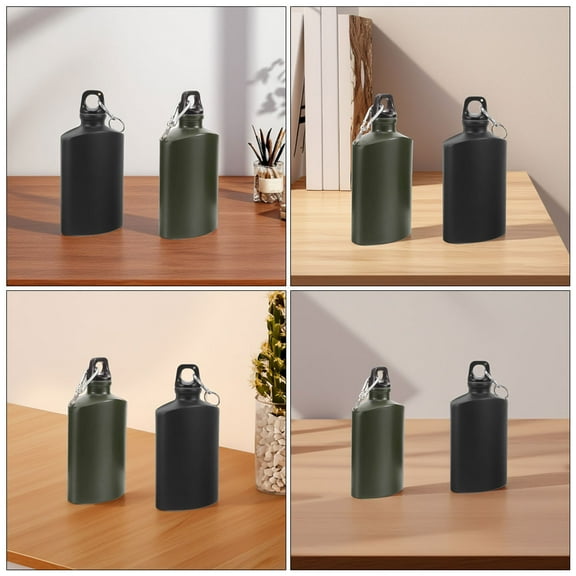 Worgeous 2Pcs Flat Water Bottle for Hiking Canteen Lightweight and Portable for Men Women