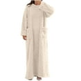 thumbnail image 2 of Aboser Fuzzy Fleece Maxi Nightgowns for Women Thermal Thick Sherpa Loungewear Comfy Long Sleeve Sleepdress Loose Full Length Nightshirt Winter Plush Lined Sleepwear with Pockets, 2 of 8