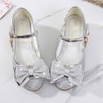 thumbnail image 4 of GiLiling Girls Mary Jane Dress Shoes, Glitter Princess Heels with Bow Star Charm, Adjustable Buckle Strap Party Shoes for Kids (Silver, 10-10.5 Years), 4 of 7
