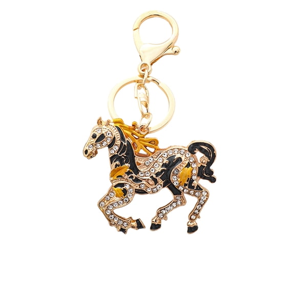 Black Racehorse Pony Cute Car Keychain Bag Accessory Pendant Small Gift Animal Design Ornament