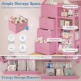 thumbnail image 5 of Metal Bunk Bed Twin Over Twin Loft Bed with Globe String Lights and 6 Storage Drawers, House Shaped Low Bunk Beds with Charging Stations & Montessori Bookshelf, Safety Guardrail and Ladder, Pink, 5 of 9