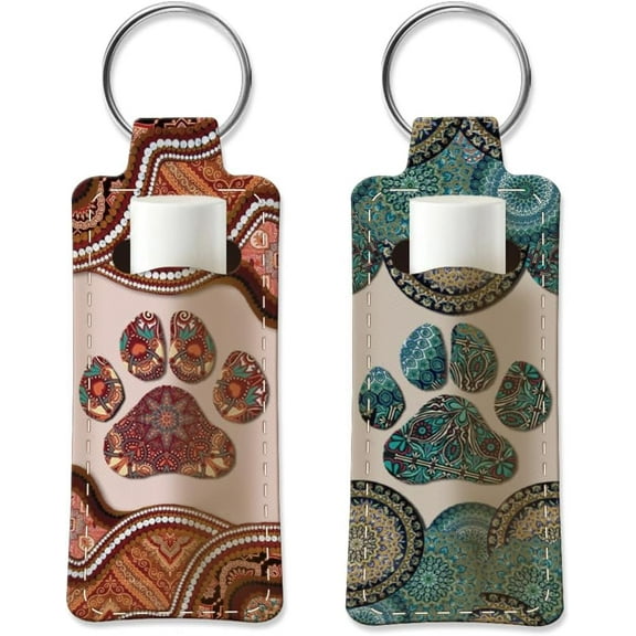 2pcs Lipstick Holder Keychain Lip Balm Holders Elastic Diving Fabric Keychain Portable Lipstick Holder for Chapstick