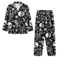 thumbnail image 3 of SCRAWLGOD Skull Floral Butterfly Print 2 PCS Men's Pajama Sets Mens Long Sleeve Pajama Set with Elastic Band Wrinkle-Free Lightweight Notched Collar Sleepwear with Pockets, 3XL, 3 of 6