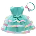 thumbnail image 2 of Girls Flower Dress Toddler Kids Ruffles Wedding Princess Dresses with Headband Gown, 2 of 7