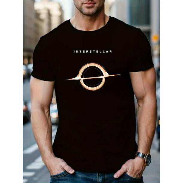 Interstellar Planet Print Short Sleeved T-shirt, Casual Comfy Versatile Top, Men's Leisure Everyday Spring/Summer Clothing Tee For Adult, Men, Women, Teen, Teenager, Adolescent, Youth