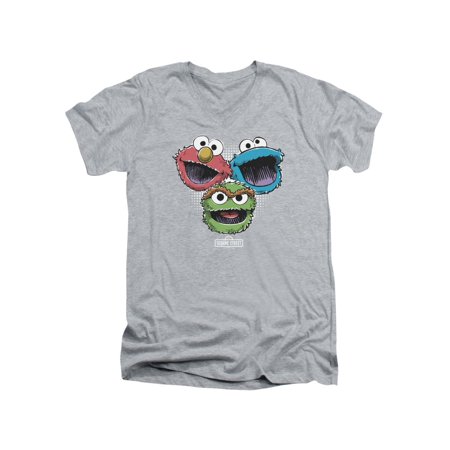 Sesame Street TV Show Cartoon Elmo Cookie Monster Oscar Adult V-Neck T-Shirt Tee
