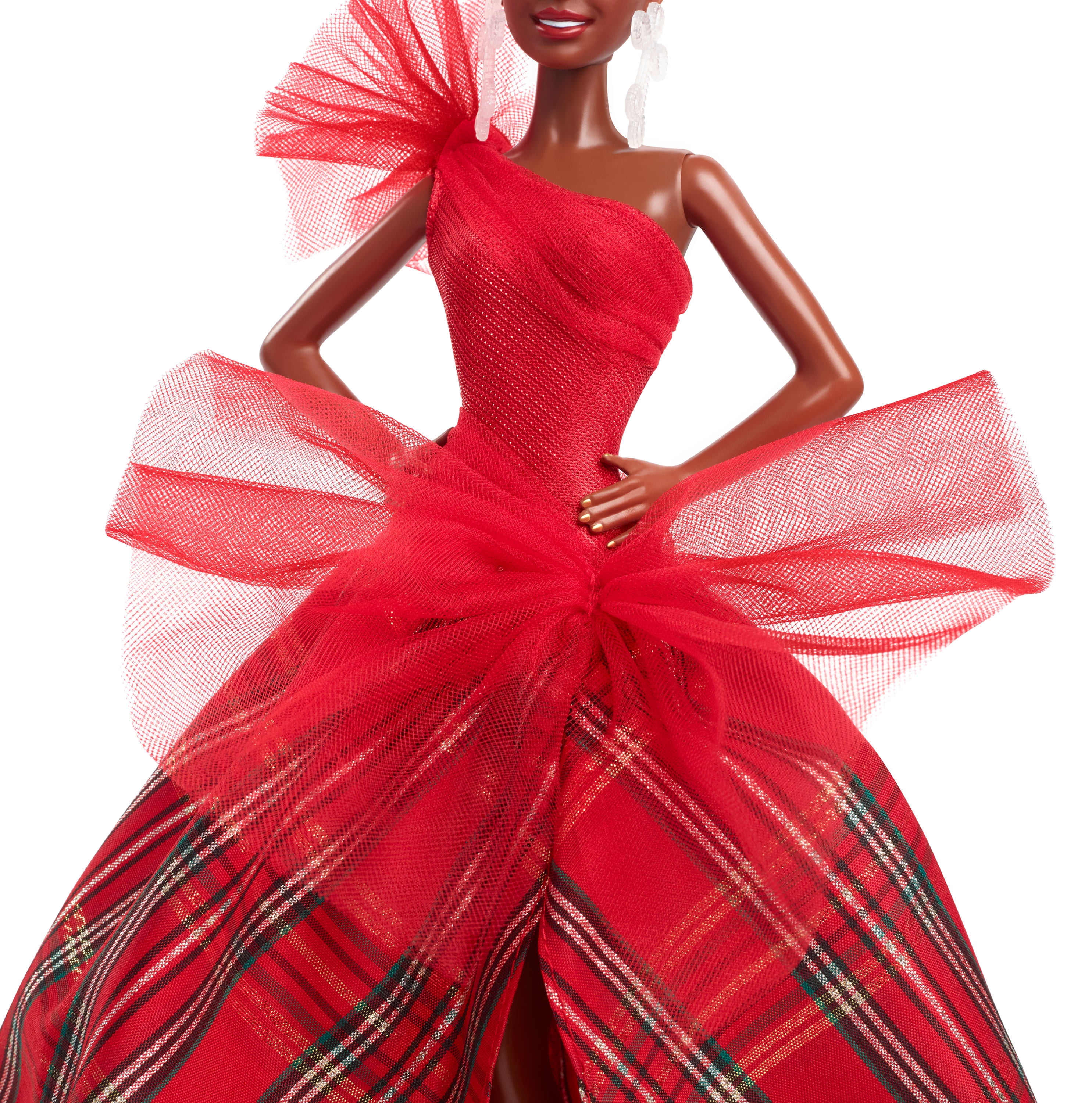 Barbie Signature 2024 Holiday Barbie Fashion Doll, Seasonal Collector Gift, Brown Hair with Plaid Gown