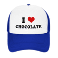 thumbnail image 2 of I Heart Chocolate Love Food Funny Trucker Hat Baseball Cap Unisex Blue, 2 of 5