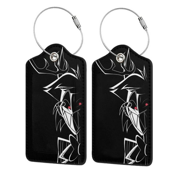 Hazbin Hotel Luggage Tags With Stainless Steel Ring For Suitcases, Pu Leather Name Id Labels With Privacy Flap (2 Pcs)