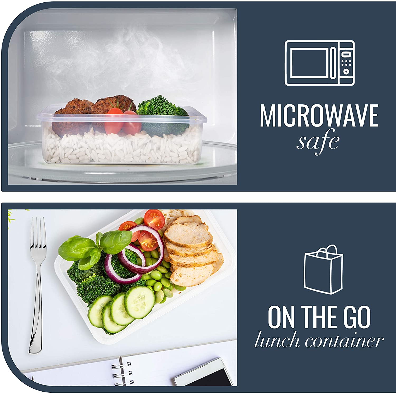 Fullstar 50 pcs Meal Prep Container with Lids Set, Leakproof, BPA-Free, Food Storage Containers, Reusable Lunch Storage Set for Kitchen Organization