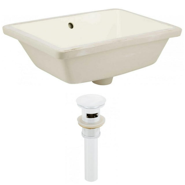 18.25-in. W Rectangle Bathroom Undermount Sink Set In Biscuit - White Hardware - Overflow Drain Incl. AI-24805
