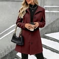 thumbnail image 2 of Lcziwo Trench Coats for Women Lapel Single Breasted Slim Fit Jacket Wool Business Winter Casual Warm Outerwear with Pockets Wine,M, 2 of 9