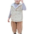 thumbnail image 2 of Odeerbi Toddler Winter Coat Vest Kids Boys Girls Outerwear Jackets Vest Baby Autumn Underwear Corduroy Waistcoat Lapel Button Cardigan Vest Beige, 2 of 7