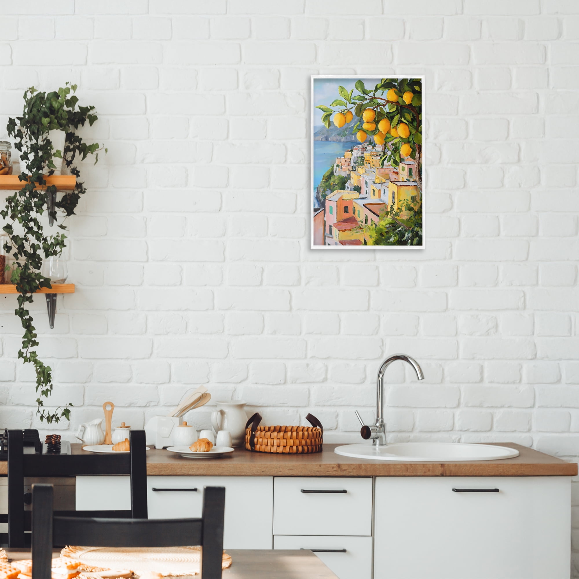 Stupell Industries Mediterranean Lemon Tree Scenery White Framed Giclee Art, design by Creative Studio