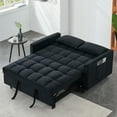 thumbnail image 3 of 3 in 1 Sleeper Sofa Couch Bed,Velvet Convertible Futon Sofa Bed with Pull Out Bed and Adjustable Backrest,Lounge Chaise Armchair Sofa for Living Room Bedroom Apartment,Black, 3 of 7