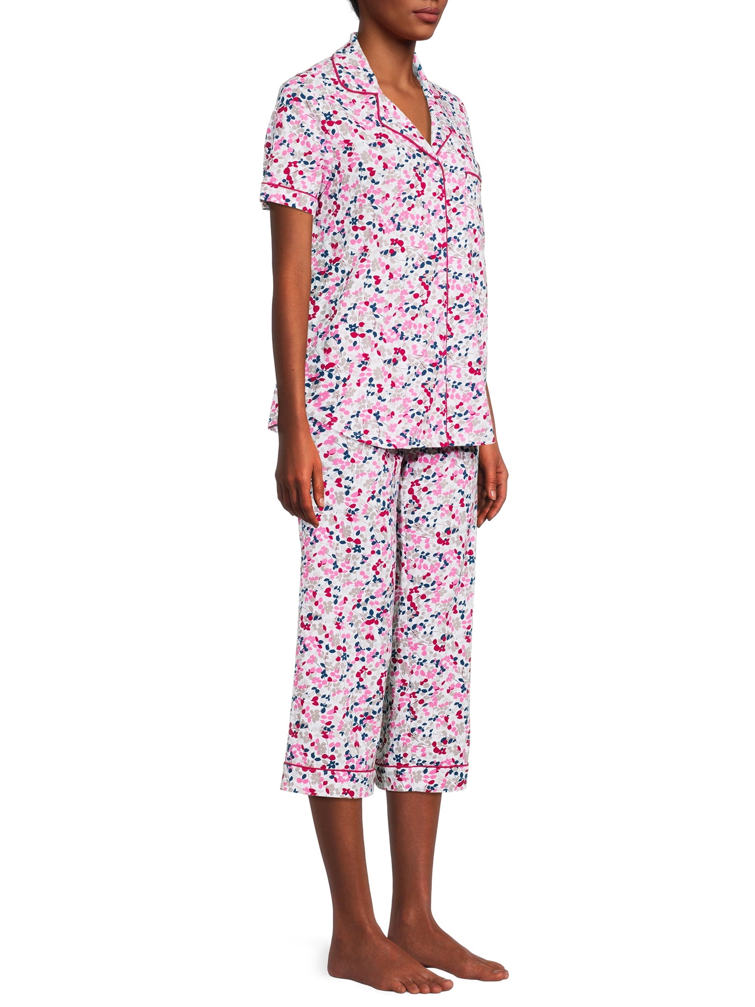 Secret Treasures Women's Plus Traditional Short Sleeve Notch Collar Pajamas Set