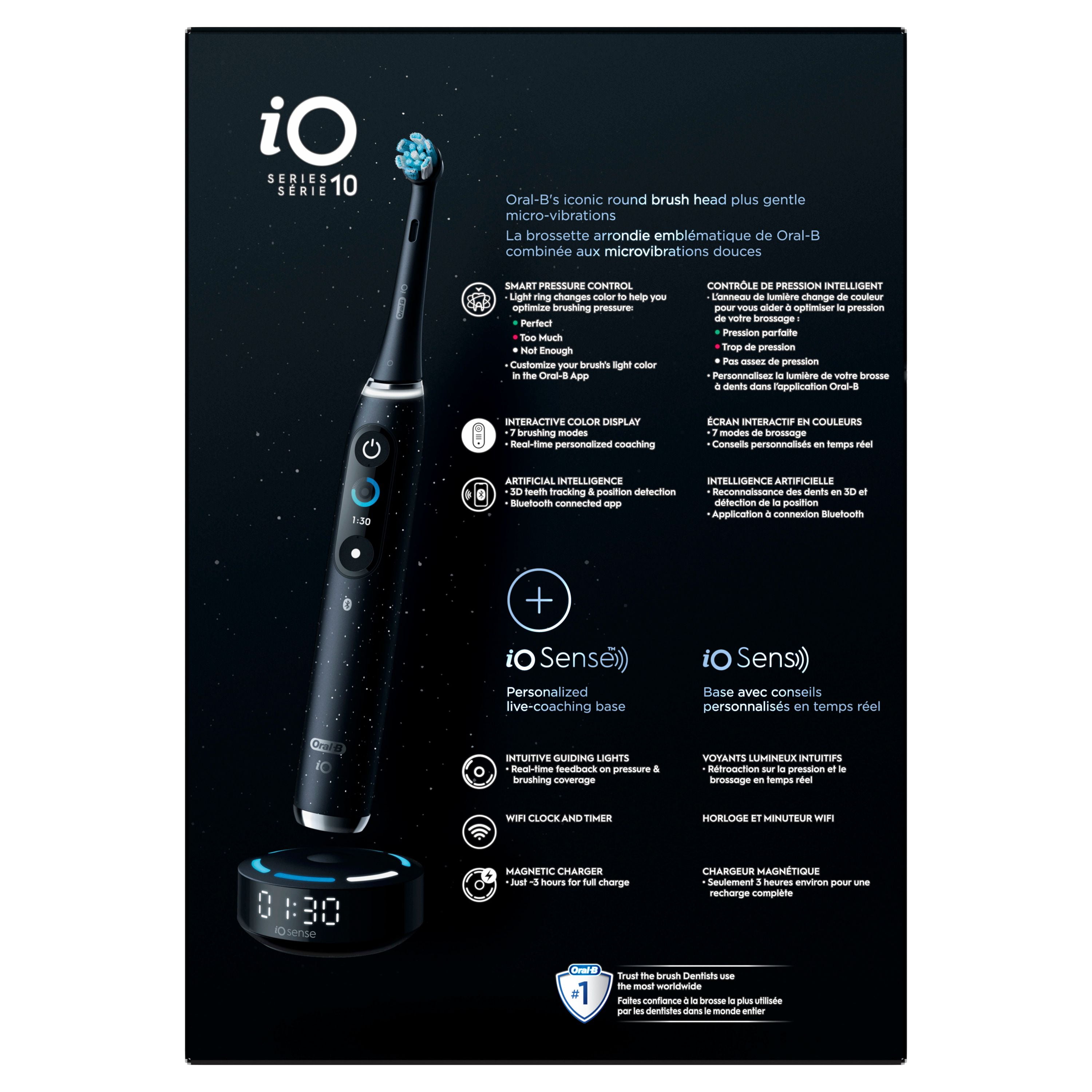 Oral-B iO Series 10 Rechargeable Electric Toothbrush with Ultimate Clean and Gentle Care Replacement Brush Heads, Black, and Charger