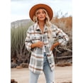 thumbnail image 4 of Women'S Flannel Plaid Shacket Fall Outfits Long Sleeve Button Down Shirts Jacket Coats with Side Pockets Light Gray L, 4 of 9