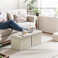 thumbnail image 2 of Footrest Ottoman Bench with Storage,34Inch Beige Leather Footstool, Coffee Table, Padded Seat, Storage Chest,Blanket Store with Flipping Lid for Livingroom and, 2 of 6