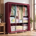 thumbnail image 5 of Two Size Portable Closet Storage Organizer Clothes Wardrobe Shoe Clothing Rack Shelf Dustproof Non-woven Fabric,Quick and Easy to Assemble, 5 of 9