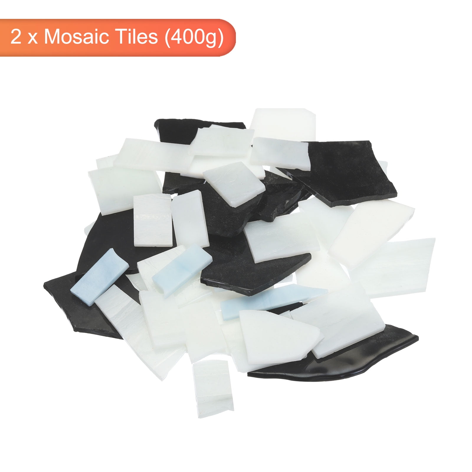 400g Mosaic Tiles Irregular Glass Mosaic Tiles Stained Mosaic Glass for Art Crafts DIY Projects Black,White And Gray