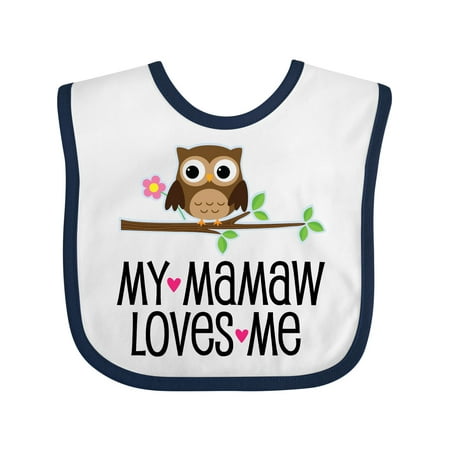 

Inktastic Mamaw Loves Me Grandchild Owl Gift Baby Girl Bib