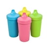 Re-Play Made in The USA 4pk No Spill Sippy Cups for Baby, Toddler, and Child Feeding - Sky Blue, Bright Pink, Yellow, Lime Green(Easter+)