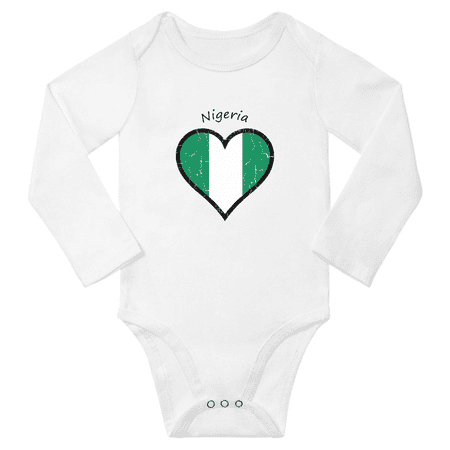 

Nigeria Flag Heart Love Baby Long Sleeve Bodysuit (White 24 Months)