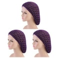 thumbnail image 1 of CSChome Ensemble de Filet de Cheveux au Crochet Filet de Cheveux Tissé à la Main Main Mains Libres Élastique Pratique Bonnet de Douche au Crochet (3 Pcs), 1 of 6