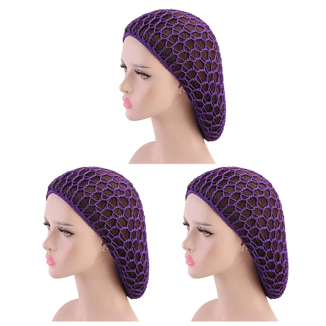 CSChome Ensemble de Filet de Cheveux au Crochet Filet de Cheveux Tissé à la Main Main Mains Libres Élastique Pratique Bonnet de Douche au Crochet (3 Pcs)