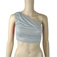 thumbnail image 1 of Timegard Tank Top for Women Solid Color 1 Shoulder Cropped Comfy Fitting Slim Ruched Casual Tee Top, 1 of 3
