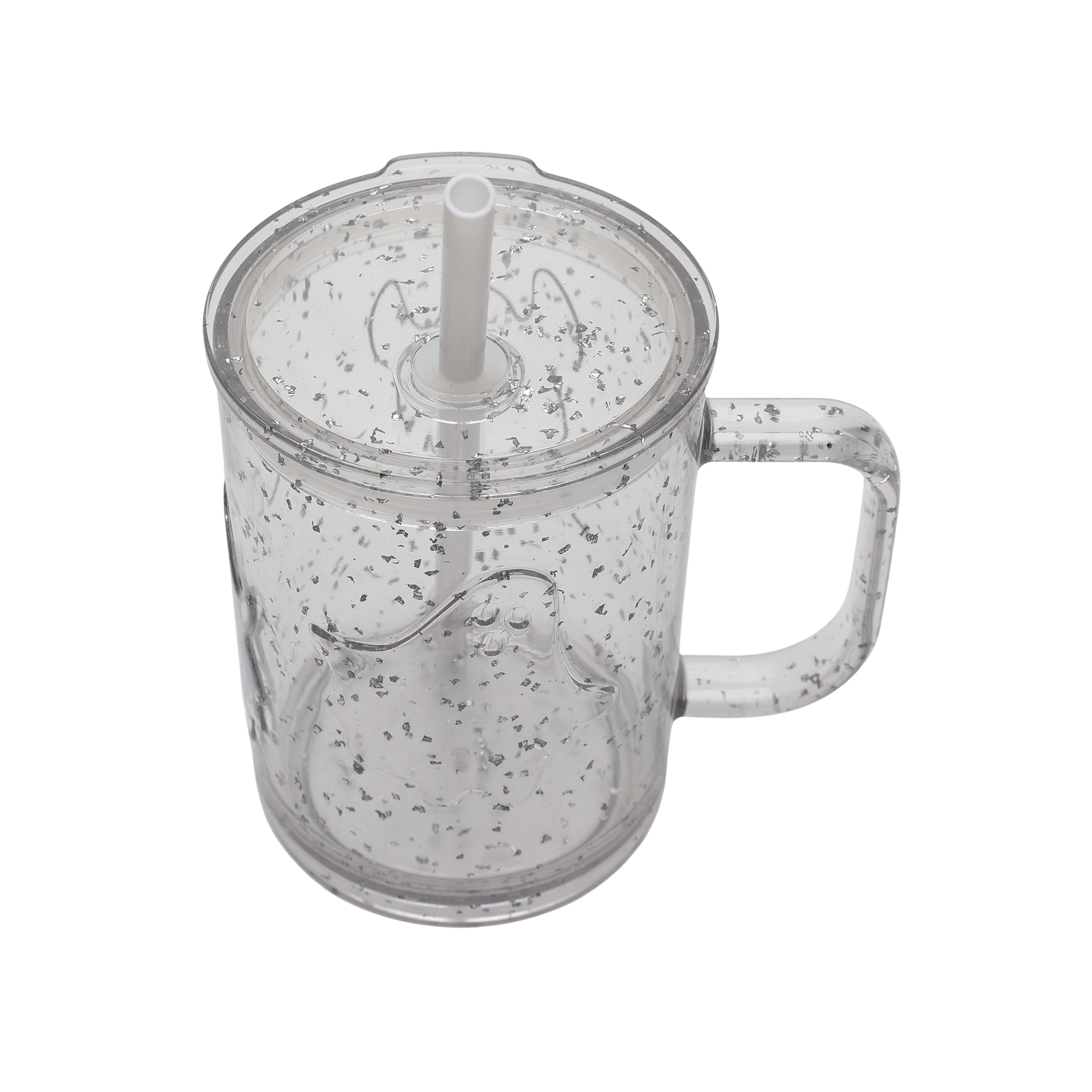 20-Ounce Clear Glitter Acrylic Ghost Mug with Lid & Straw, by Way to Celebrate