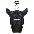 thumbnail image 3 of TiaoBug Men's Angel Dress Gold Trim Batwing Sleeve Robe with Wings and Headwear 3 Pcs Angel Outfits for Men Black S, 3 of 7