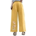 thumbnail image 2 of PiGOGI Women's Oversized Linen Embroidered Pants - Wide Leg Loose Casual Summer Lounge Pants Yellow XL, 2 of 6
