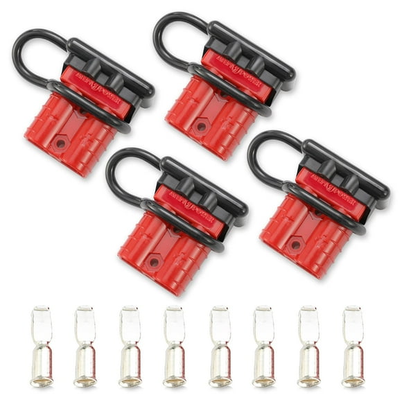 BUNKER INDUST 50A 6-10 Gauge Battery Quick Connect Disconnect Wire Harness Plug Kit 4 Pcs Battery Cable Quick Connect Disconnect Plug for Winch Auto Car Trailer Driver Electrical Devices,Red