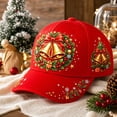 thumbnail image 4 of Red Ajustable Christmas Baseball Hat for Women & Men, Colorful Embroidered Funny Xmas Holiday Twill Cotton Cap, Christmas & New Year Gifts, 4 of 5