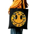 thumbnail image 5 of JEUXUS Retro Smile Face Be Happy Face Trendy Reusable Grocery Bags 14.1x15.7in, 5 of 6